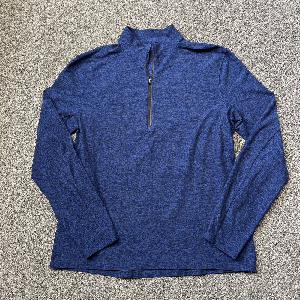 Lululemon Sweater Mens LG Blue Black Heathered Vent Tech Golf LM3AORS Gym